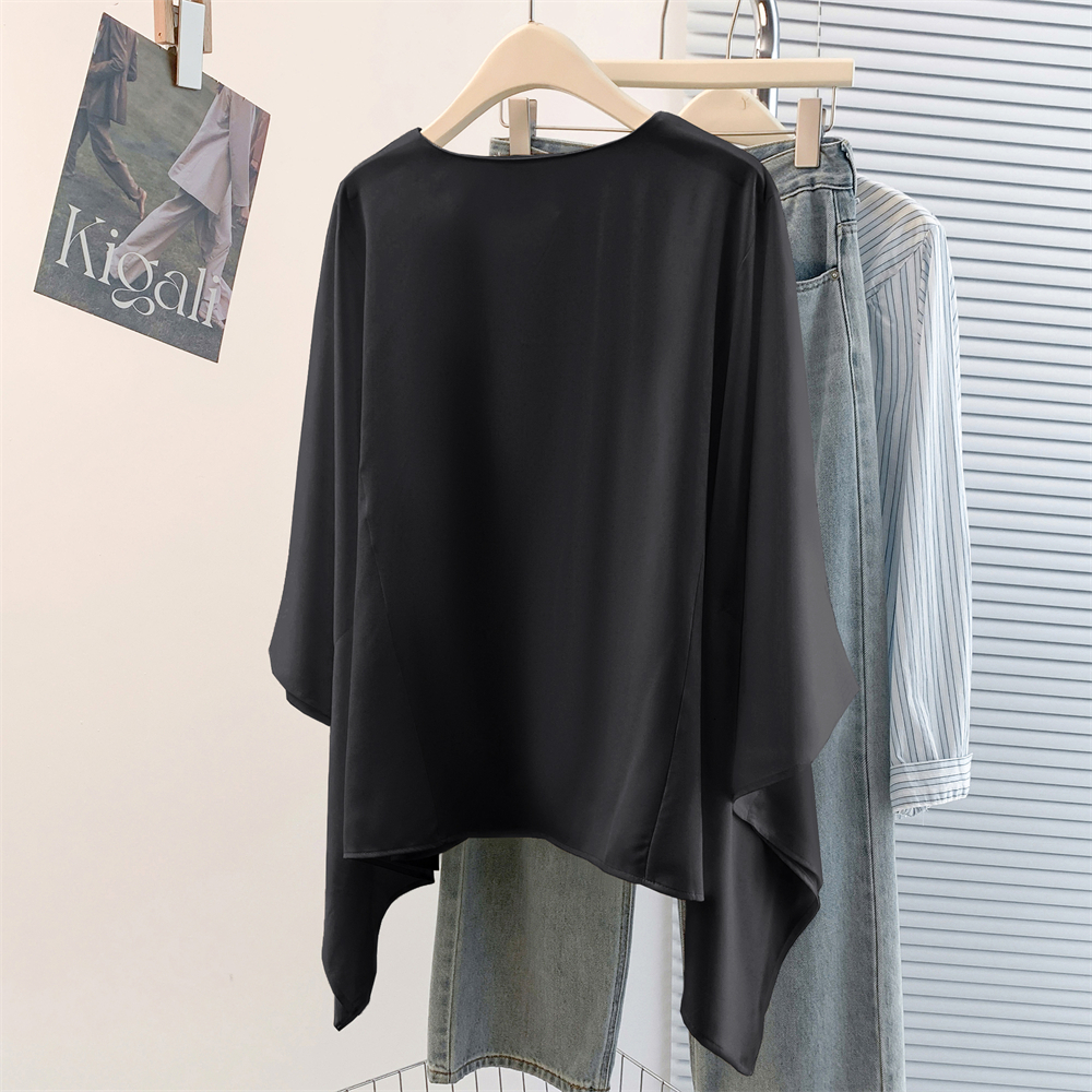 Bat sleeve frenum pure shirt loose unique spring tops