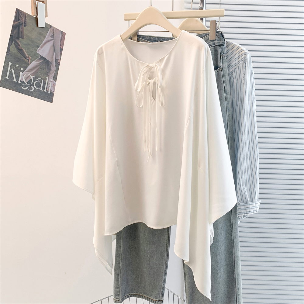 Bat sleeve frenum pure shirt loose unique spring tops