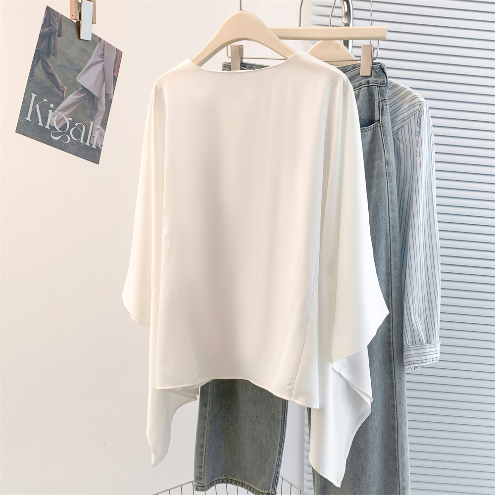 Bat sleeve frenum pure shirt loose unique spring tops