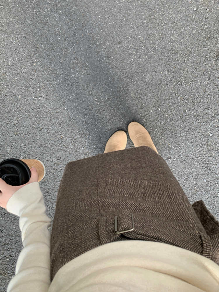 Korean style high waist skirt brown commuting short skirt