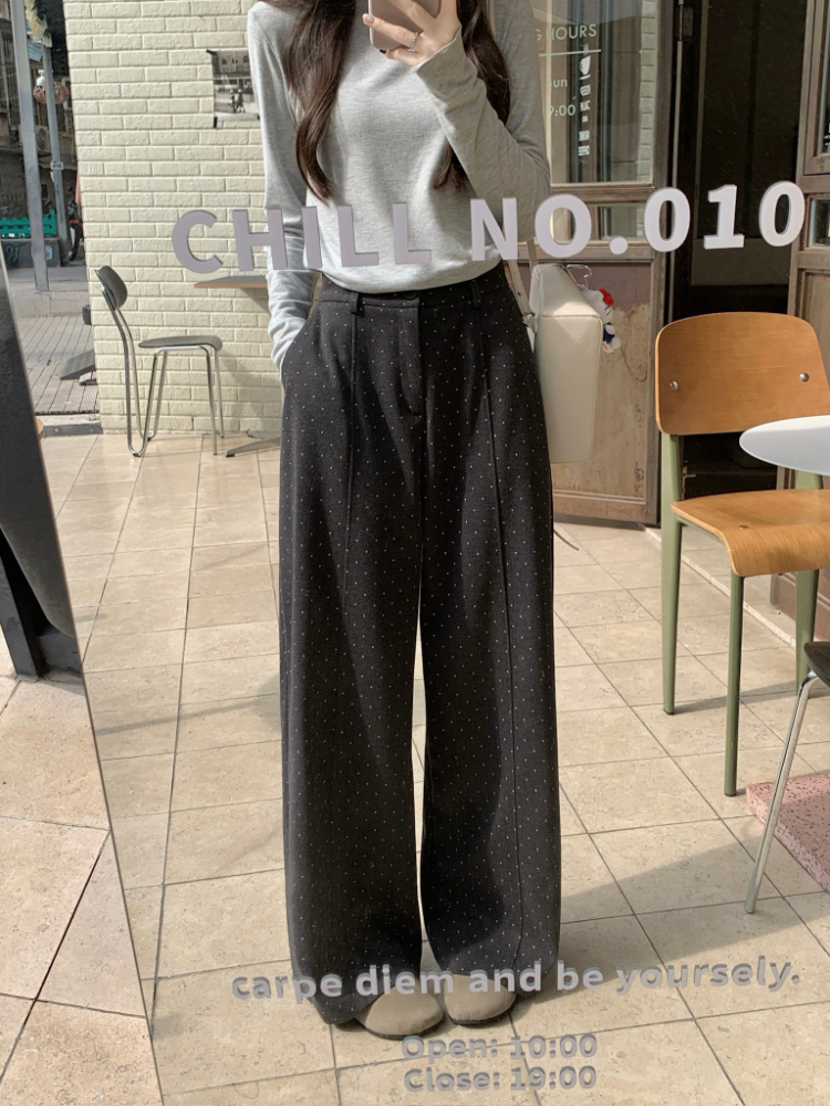 Wide leg all-match casual pants slim gray long pants