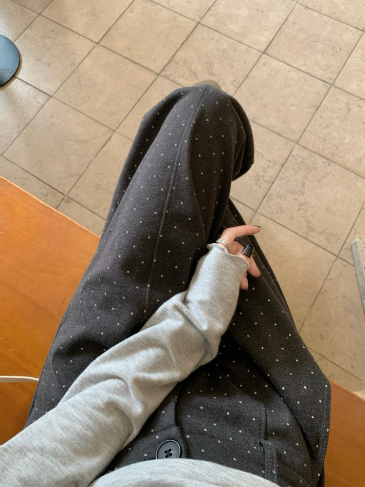 Wide leg all-match casual pants slim gray long pants