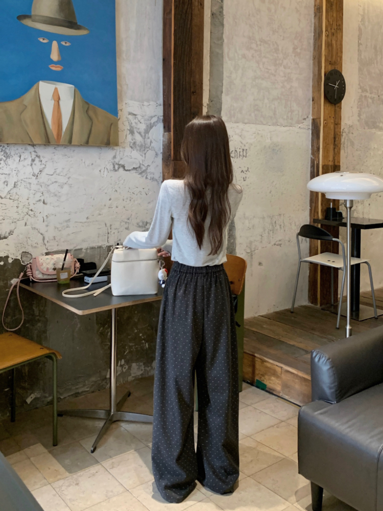 Wide leg all-match casual pants slim gray long pants