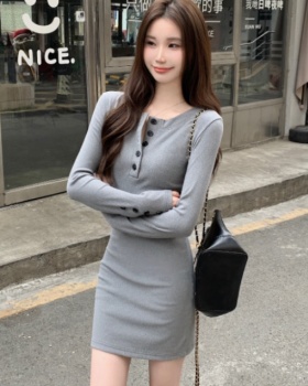 Slim Korean style round neck dress bottoming knitted T-back