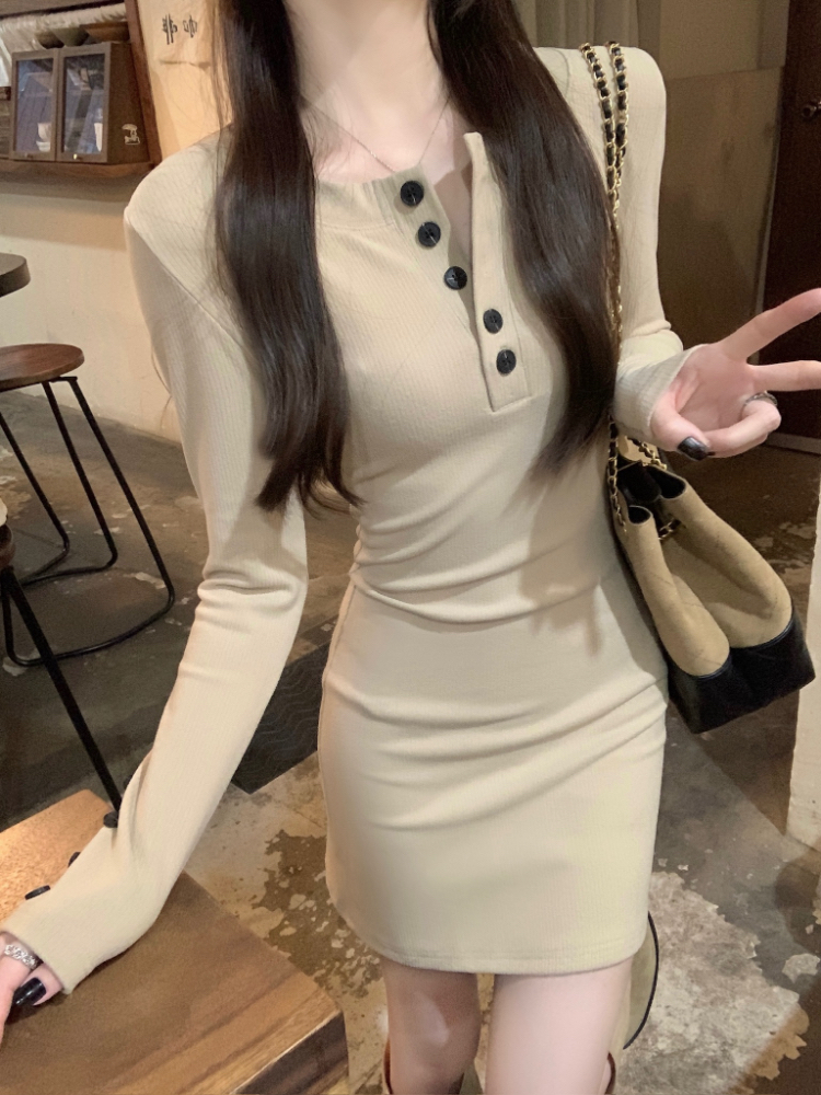 Slim Korean style round neck dress bottoming knitted T-back