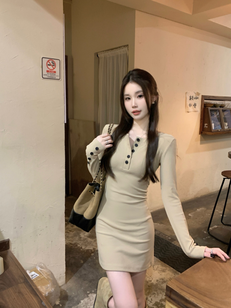 Slim Korean style round neck dress bottoming knitted T-back