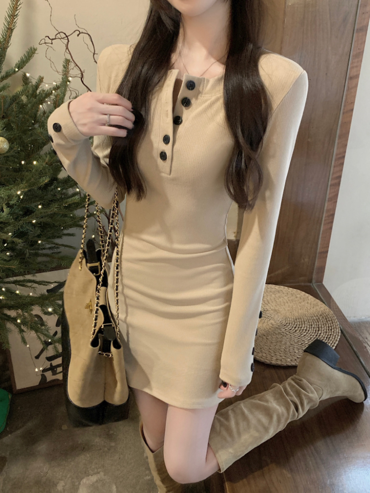 Slim Korean style round neck dress bottoming knitted T-back