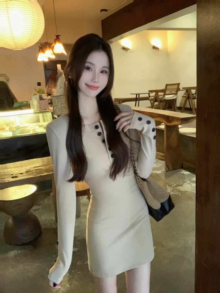 Slim Korean style round neck dress bottoming knitted T-back