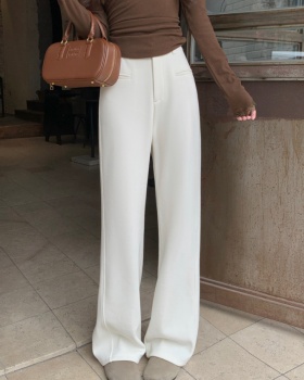 Woolen loose wide leg pants winter high waist long pants