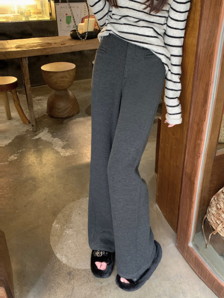 Woolen loose wide leg pants winter high waist long pants