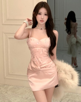 Slim chest pad short package hip sling spicegirl dress