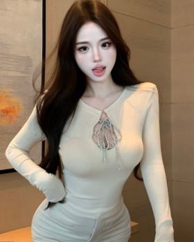 Slim wear diamond sweater bandage bottoming tops
