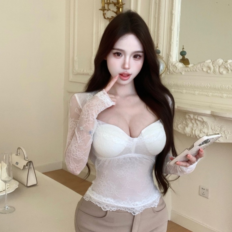 Lace spicegirl tops refinement bottoming shirt for women