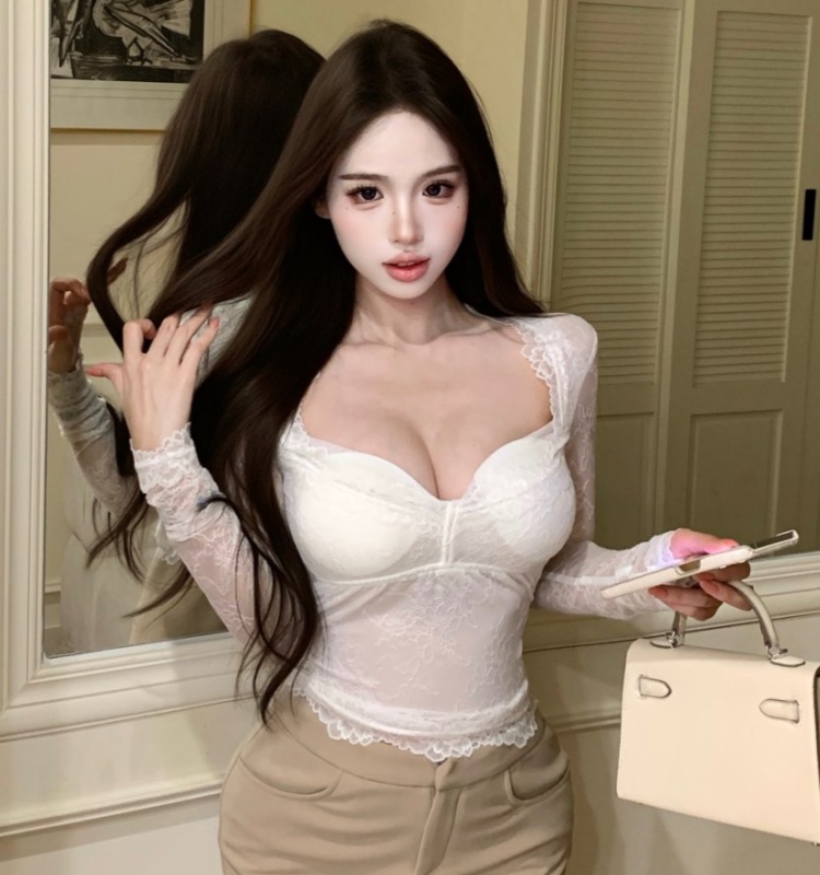 Lace spicegirl tops refinement bottoming shirt for women