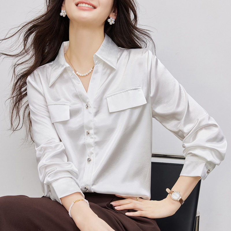 Single-breasted simple small shirt autumn shirt for women