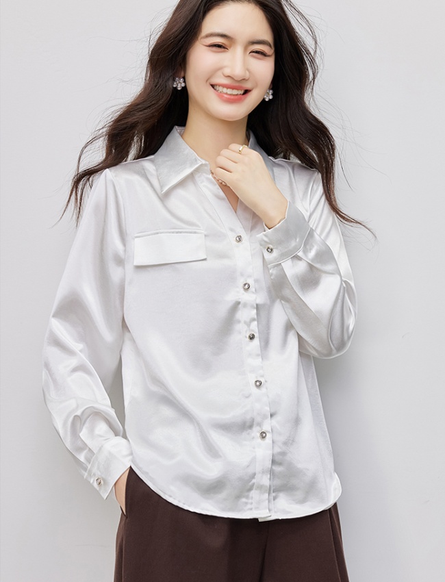 Single-breasted simple small shirt autumn shirt for women