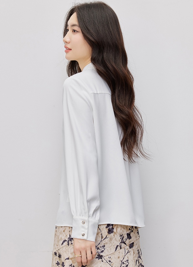 V-neck fashion streamer all-match spring shirt for women