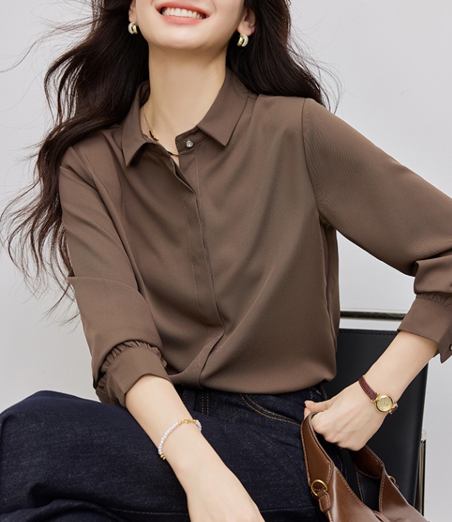 Pure long sleeve small shirt Casual shirt for women