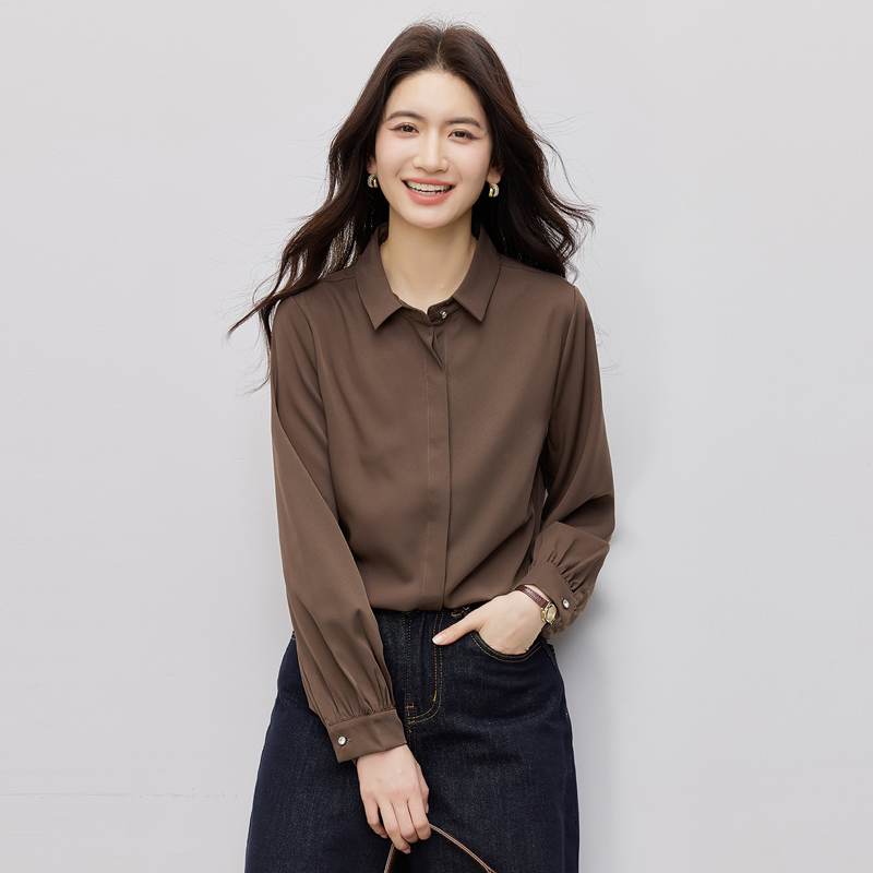 Pure long sleeve small shirt Casual shirt for women