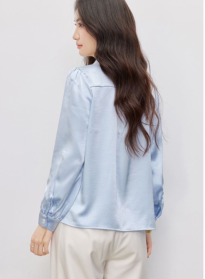 Niche temperament shirt V-neck satin tops for women