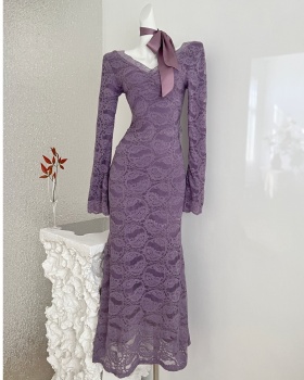 Slim pinched waist dress enticement long dress for women