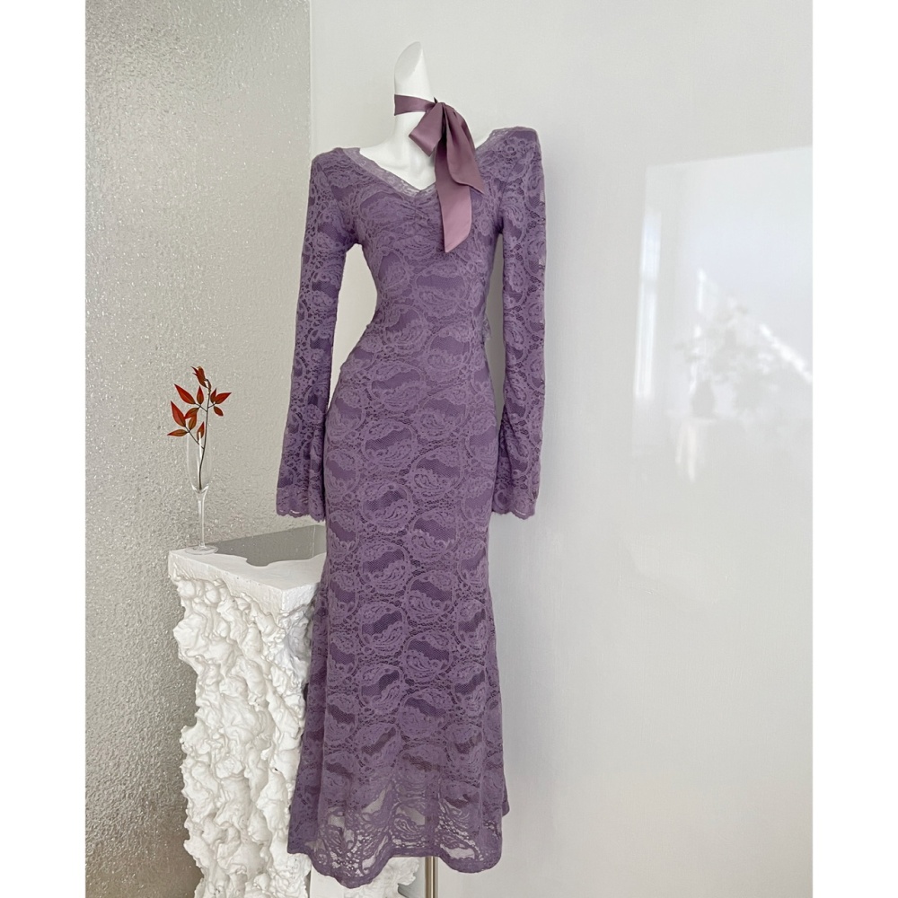 Slim pinched waist dress enticement long dress for women