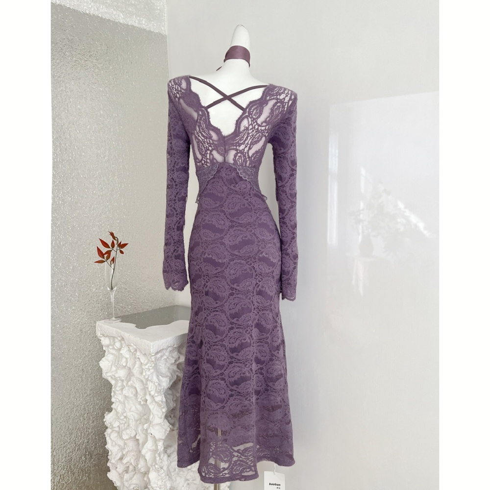 Slim pinched waist dress enticement long dress for women