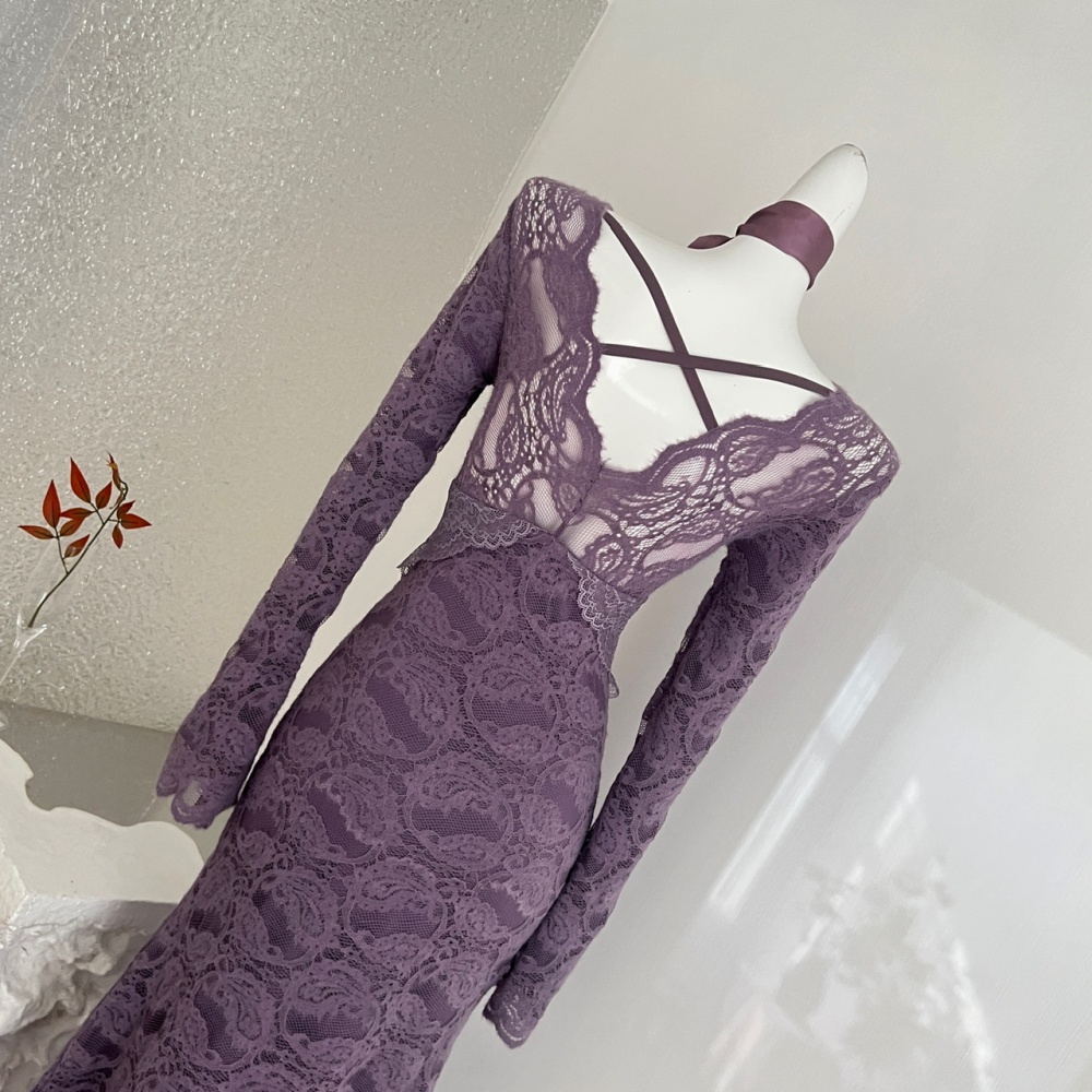 Slim pinched waist dress enticement long dress for women