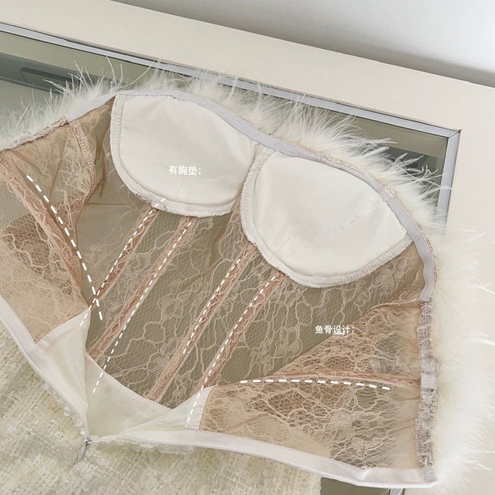 Package hip splice France style wrapped chest winter lace dress