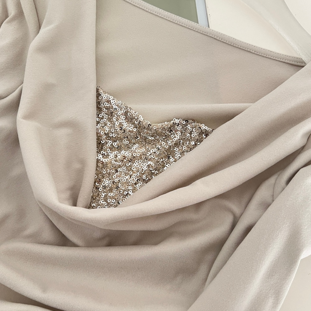 Splice knitted skirt sequins package hip tops a set