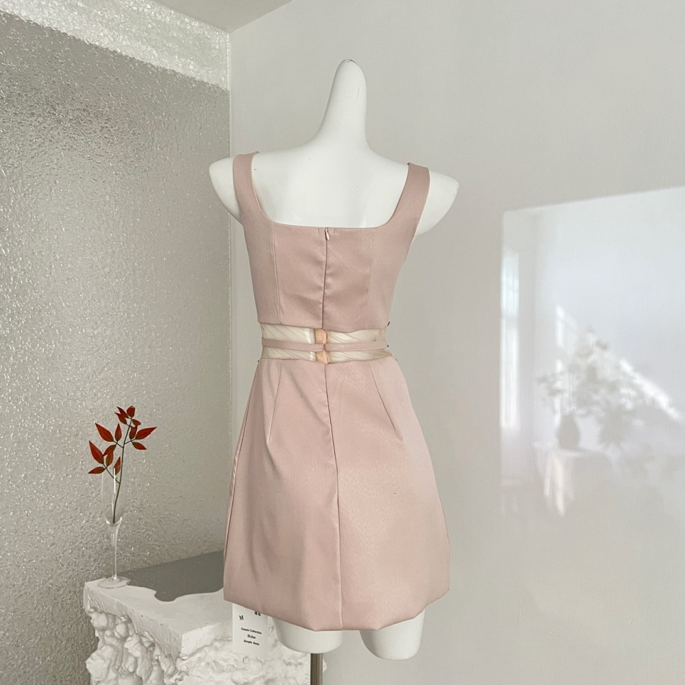 Waist maiden fully-jewelled business suit bow hollow dress