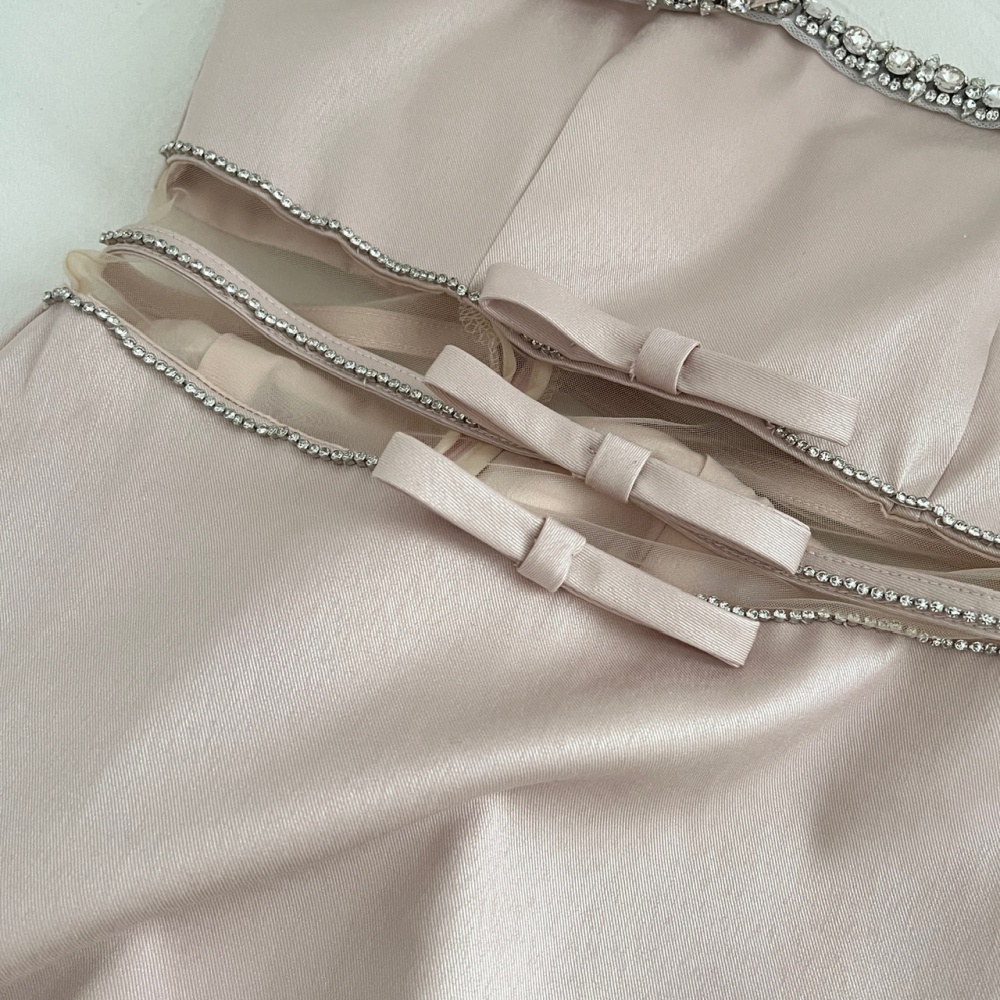 Waist maiden fully-jewelled business suit bow hollow dress