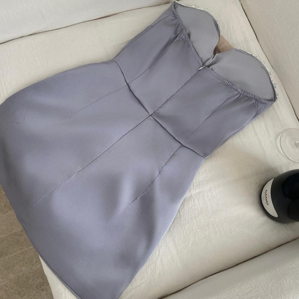 France style package hip wrapped chest splice dress for women