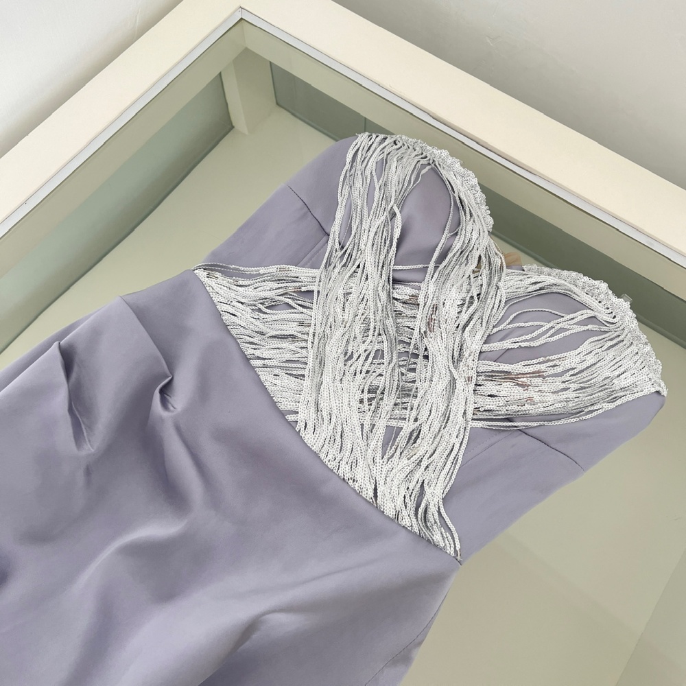 France style package hip wrapped chest splice dress for women