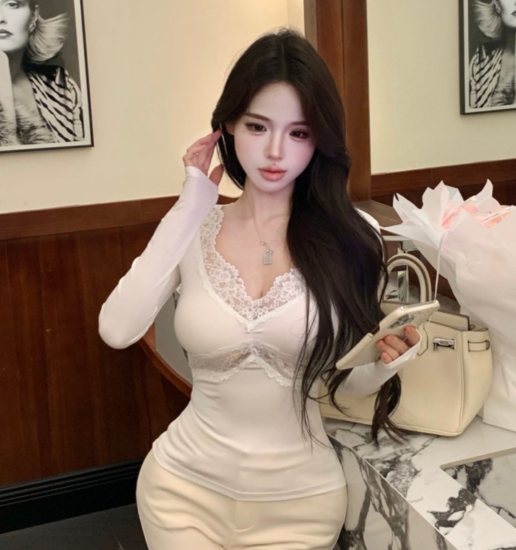 Spicegirl V-neck bottoming shirt enticement tops for women