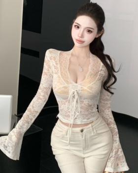 Chiffon tops lace bottoming shirt for women
