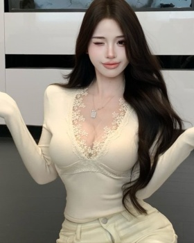 V-neck unique bottoming shirt long sleeve tops for women