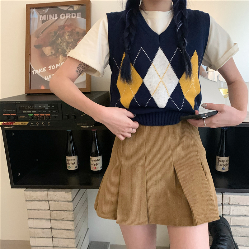 Sleeveless all-match knitted slim mixed colors vest