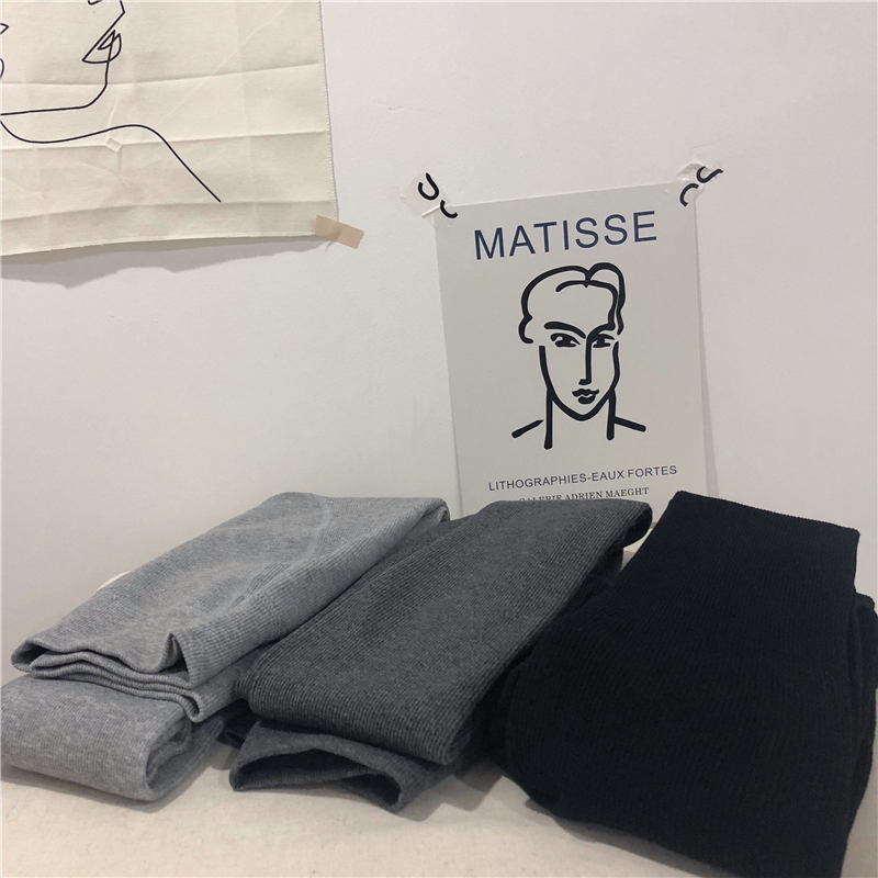 Vertical stripes conventional plus velvet thick leggings