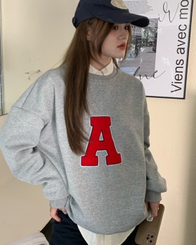 Loose embroidery plus velvet thick large letters hoodie
