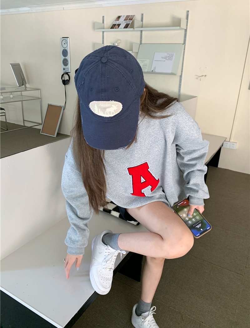 Loose embroidery plus velvet thick large letters hoodie