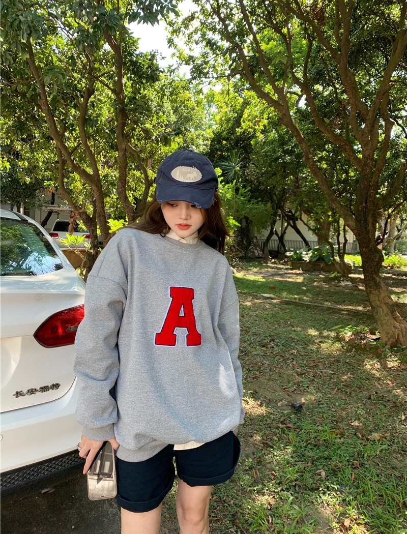 Loose embroidery plus velvet thick large letters hoodie