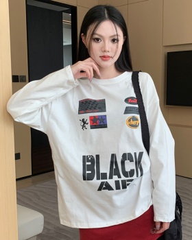 Mixed colors American style printing retro loose tops