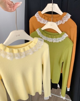 Lace France style sweater niche tender tops for women