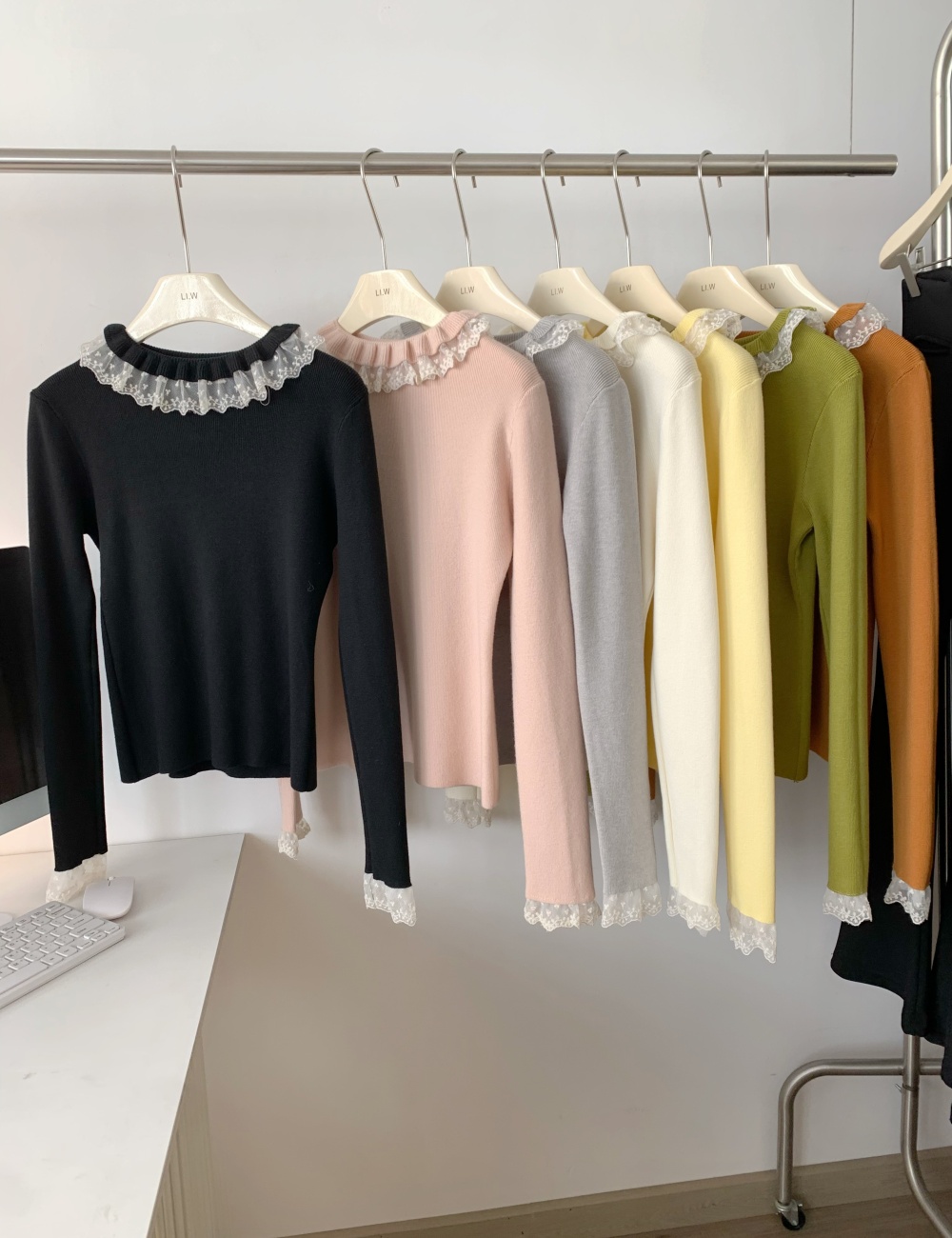 Lace France style sweater niche tender tops for women