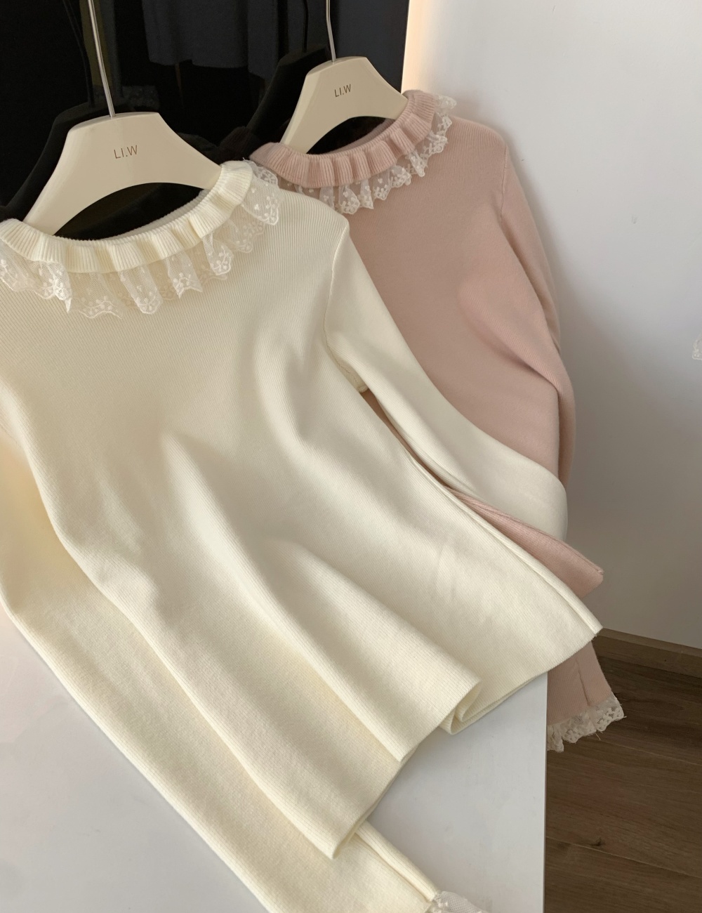 Lace France style sweater niche tender tops for women