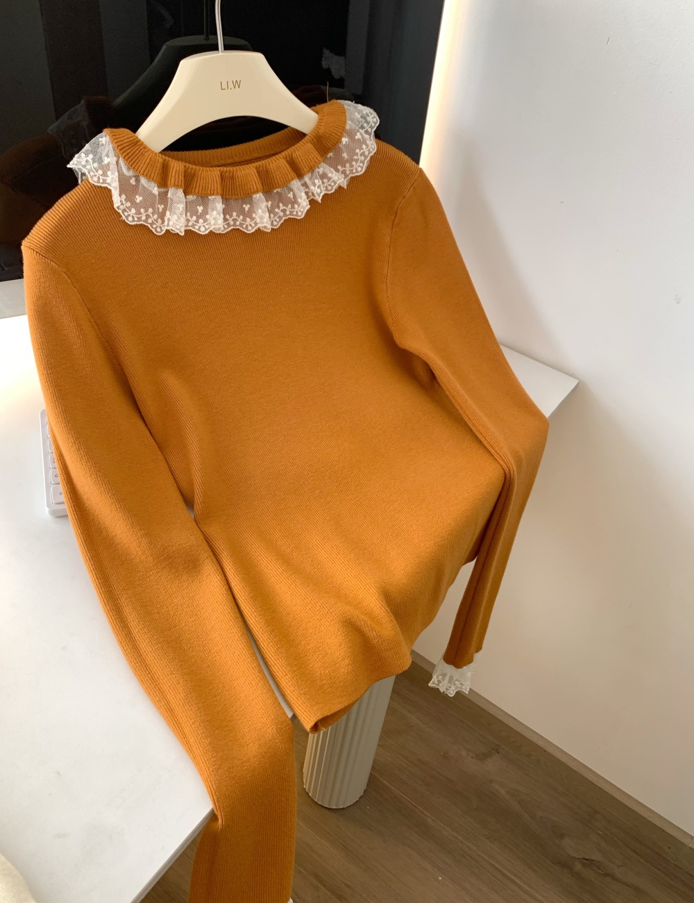 Lace France style sweater niche tender tops for women