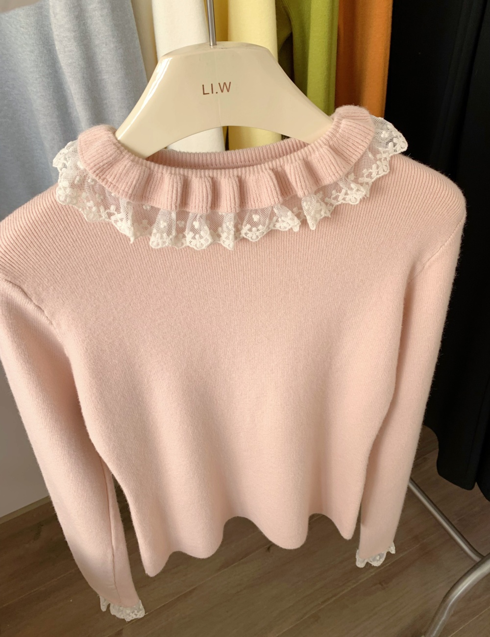 Lace France style sweater niche tender tops for women