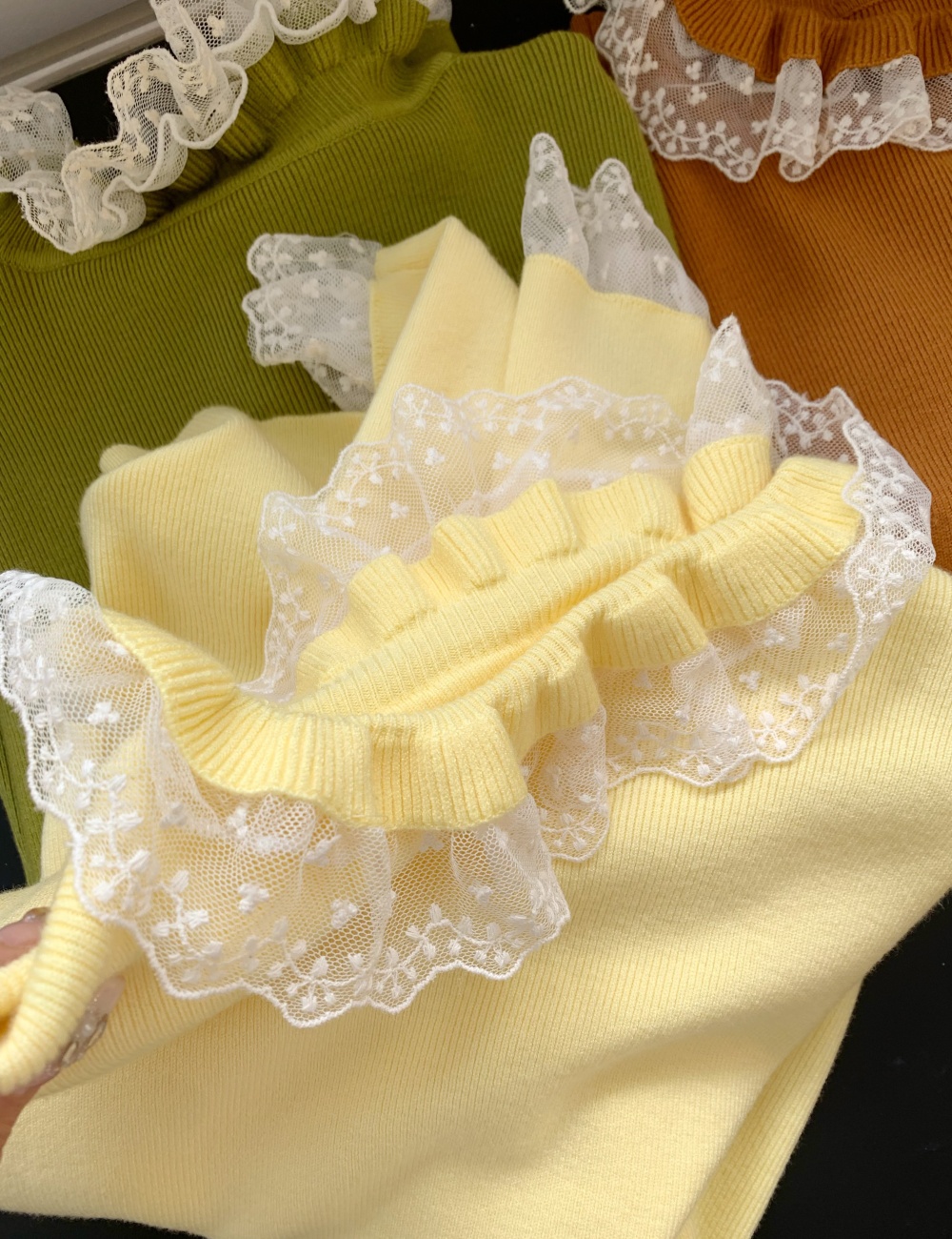 Lace France style sweater niche tender tops for women