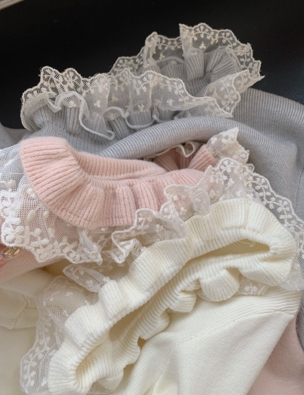 Lace France style sweater niche tender tops for women